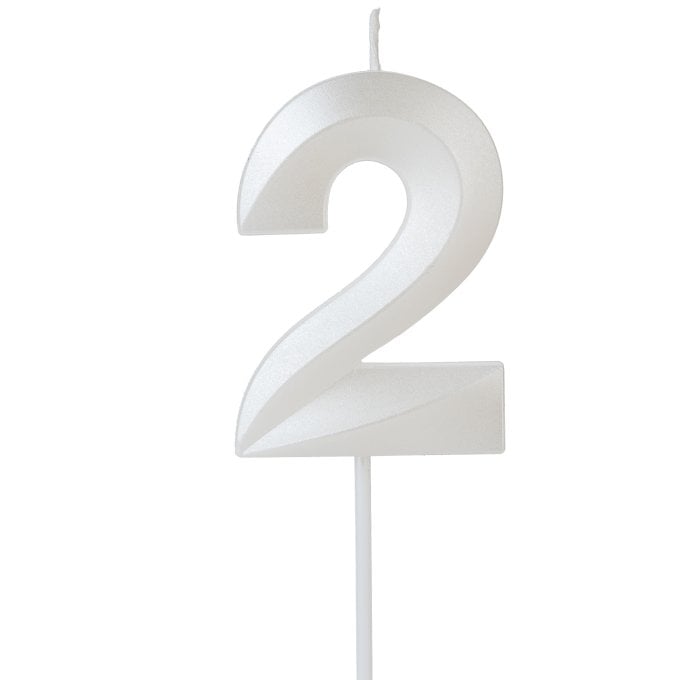 VELA DESIGN BRANCO PEROLIZADA NUMERO 2