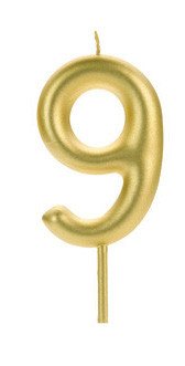 VELA BIG METALIZADA DOURADO NUMERO 9