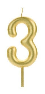 VELA BIG METALIZADA DOURADO NUMERO 3