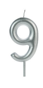 VELA BIG METALIZADA PRATA NUMERO 9