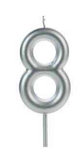 VELA BIG METALIZADA PRATA NUMERO 8