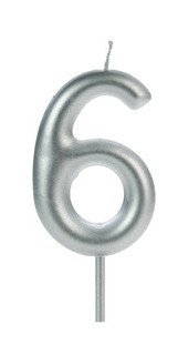 VELA BIG METALIZADA PRATA NUMERO 6