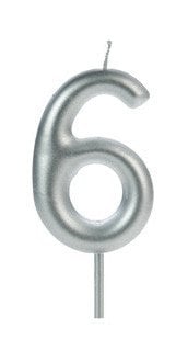VELA BIG METALIZADA PRATA NUMERO 6