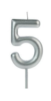 VELA BIG METALIZADA PRATA NUMERO 5