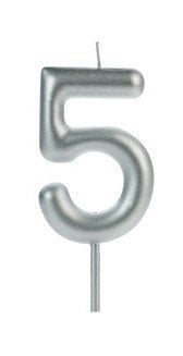 VELA BIG METALIZADA PRATA NUMERO 5