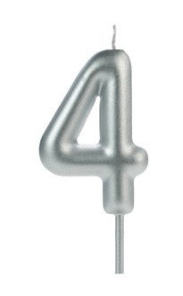 VELA BIG METALIZADA PRATA NUMERO 4