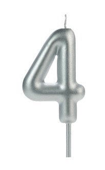 VELA BIG METALIZADA PRATA NUMERO 4