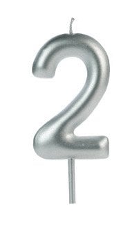 VELA BIG METALIZADA PRATA NUMERO 2