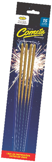 VELA COMETA DOURADA FAISCA 15CM