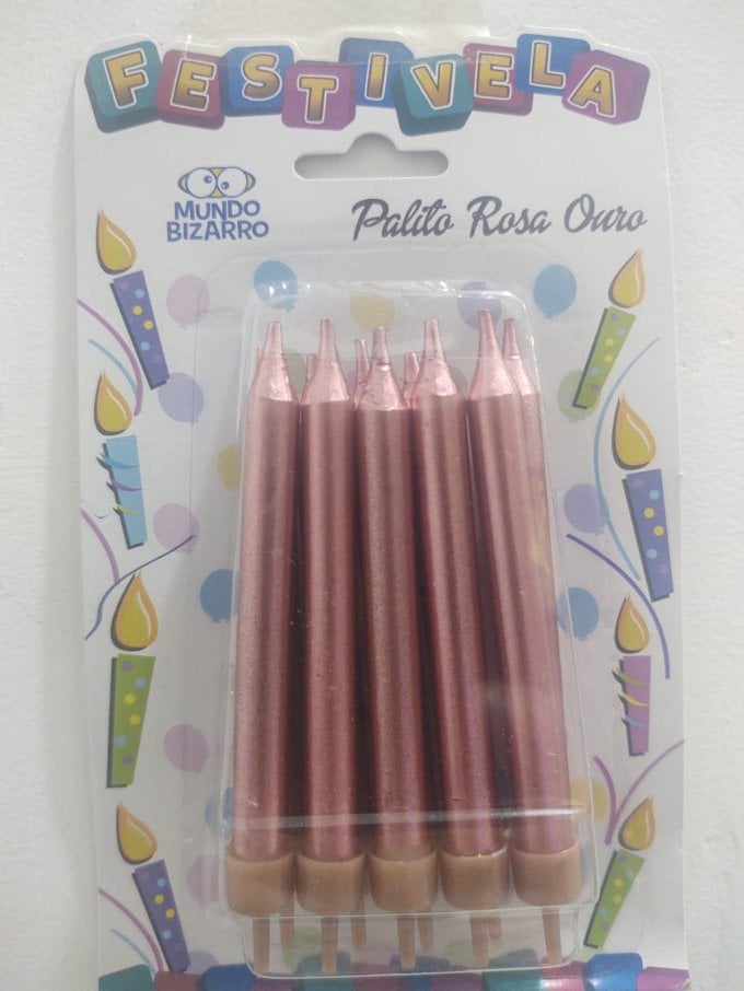 VELA PALITO ROSA OURO C/10