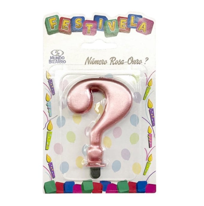 VELA FESTIVELA NUMERO ESPECIAL ROSA OURO INTERROGACAO