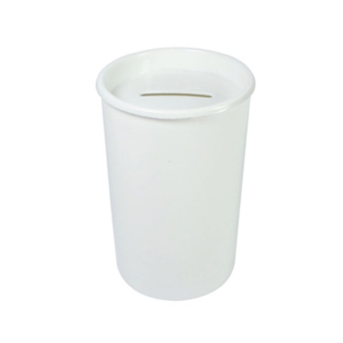 MINI COFRE REDONDO 10X6 DE PLASTICO BRANCO-C/10 UND