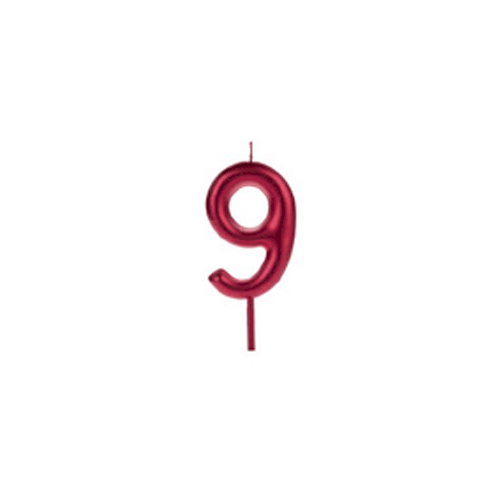VELA BIG METALIZADA VERMELHO NUMERO 9