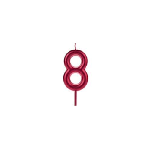VELA BIG METALIZADA VERMELHO NUMERO 8
