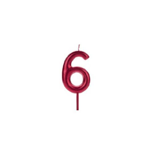 VELA BIG METALIZADA VERMELHO NUMERO 6