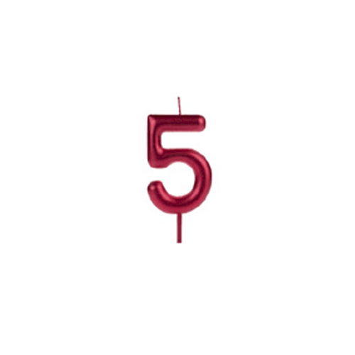 VELA BIG METALIZADA VERMELHO NUMERO 5