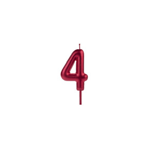 VELA BIG METALIZADA VERMELHO NUMERO 4