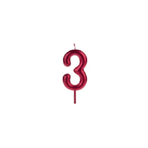VELA BIG METALIZADA VERMELHO NUMERO 3