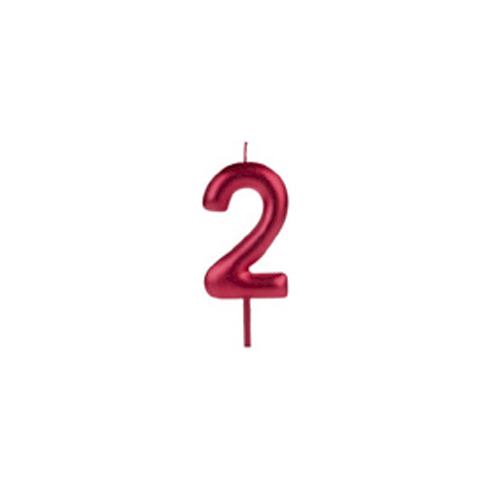 VELA BIG METALIZADA VERMELHO NUMERO 2