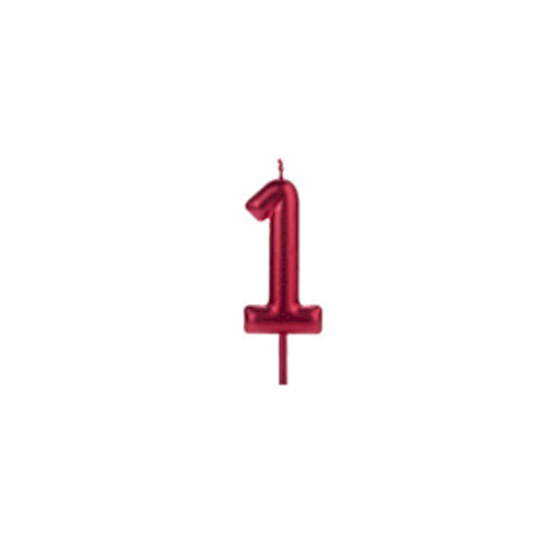 VELA BIG METALIZADA VERMELHO NUMERO 1