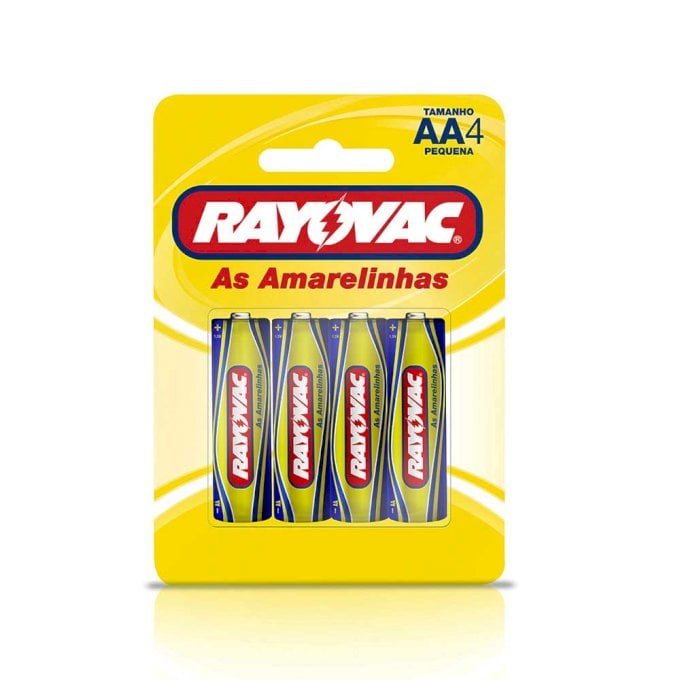 PILHA RAYOVAC ZINCO AA C/4UND AMARELINHA 