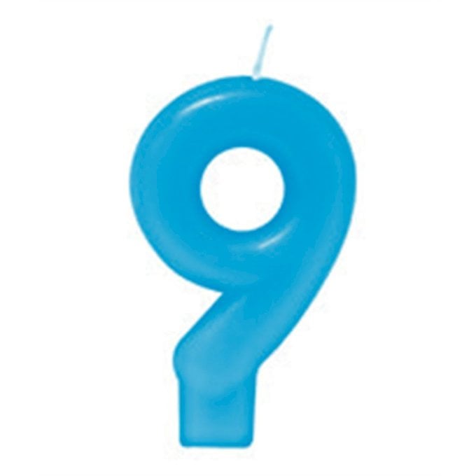 VELA AZUL BEBE NUMERO 9