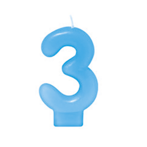 VELA AZUL BEBE NUMERO 3