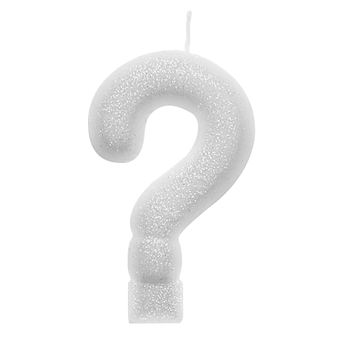 VELA BRANCO GLITTER NUMERO INTERROGACAO