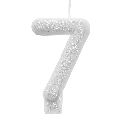 VELA BRANCO GLITTER NUMERO 7
