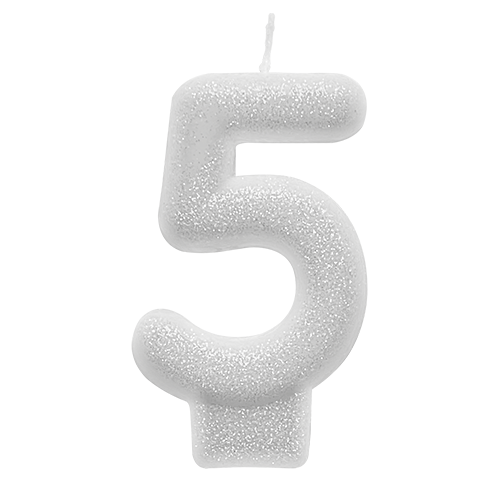 VELA BRANCO GLITTER NUMERO 5