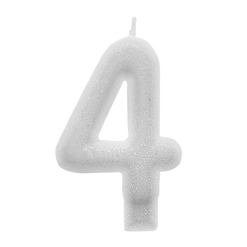 VELA BRANCO GLITTER NUMERO 4