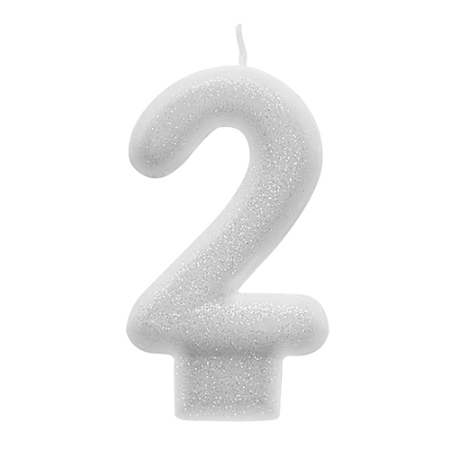 VELA BRANCO GLITTER NUMERO 2