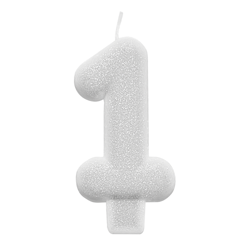 VELA BRANCO GLITTER NUMERO 1