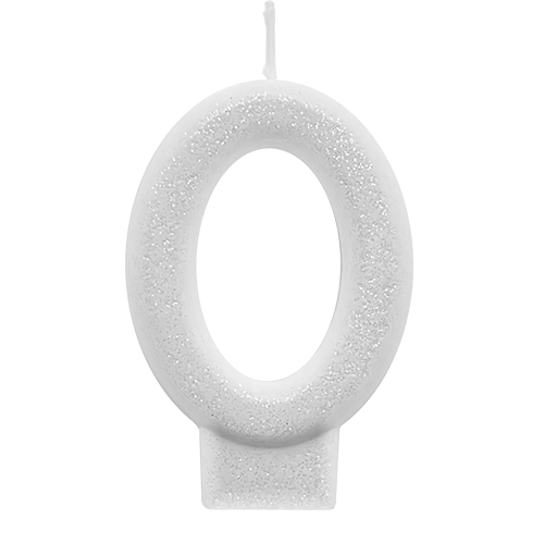VELA BRANCO GLITTER NUMERO 0