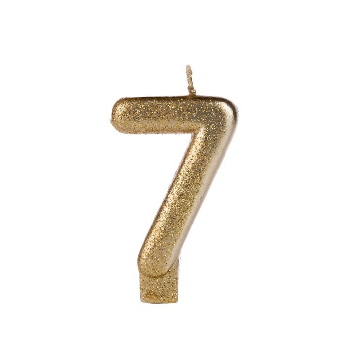 VELA DOURADO GLITTER NUMERO 7
