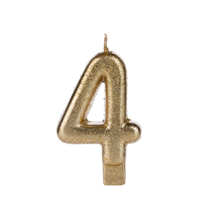 VELA DOURADO GLITTER NUMERO 4