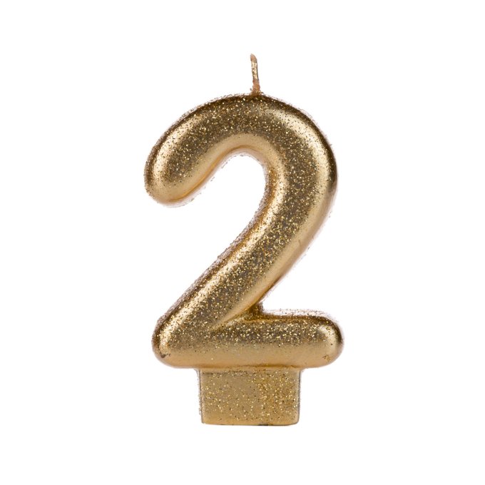 VELA DOURADO GLITTER NUMERO 2