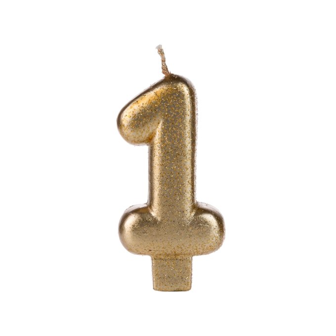 VELA DOURADO GLITTER NUMERO 1