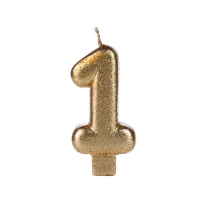 VELA DOURADO GLITTER NUMERO 1