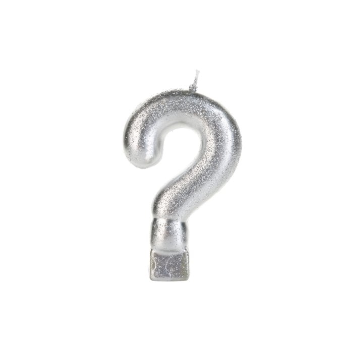 VELA PRATEADA GLITTER NUMERO INTERROGACAO