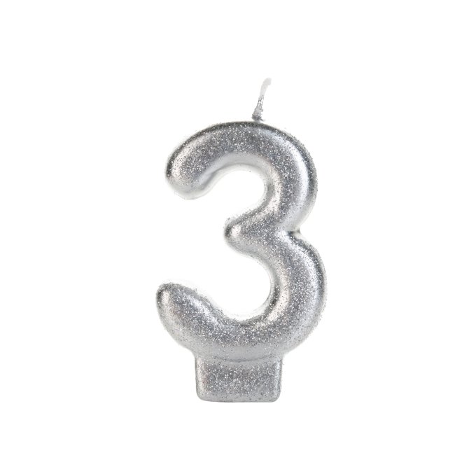 VELA PRATEADA GLITTER NUMERO 4