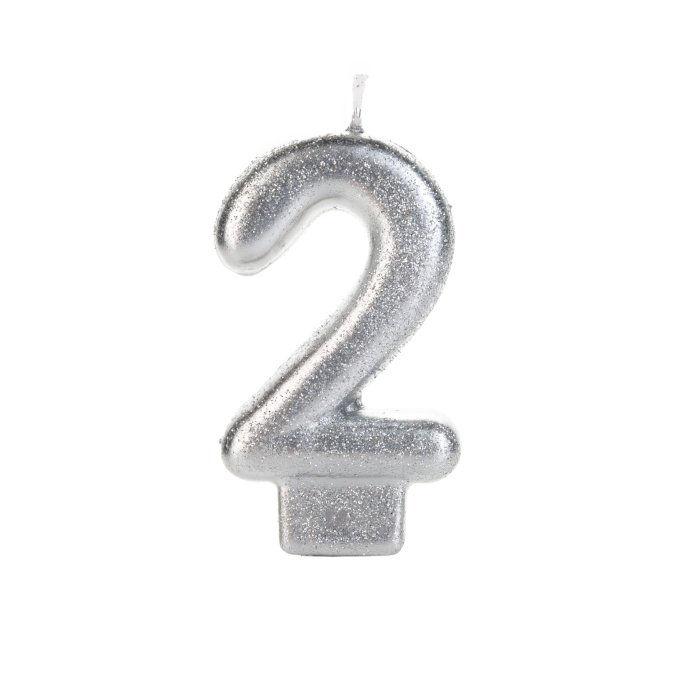 VELA PRATEADA GLITTER NUMERO 2