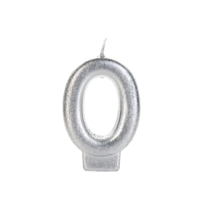 VELA PRATEADA GLITTER NUMERO 0