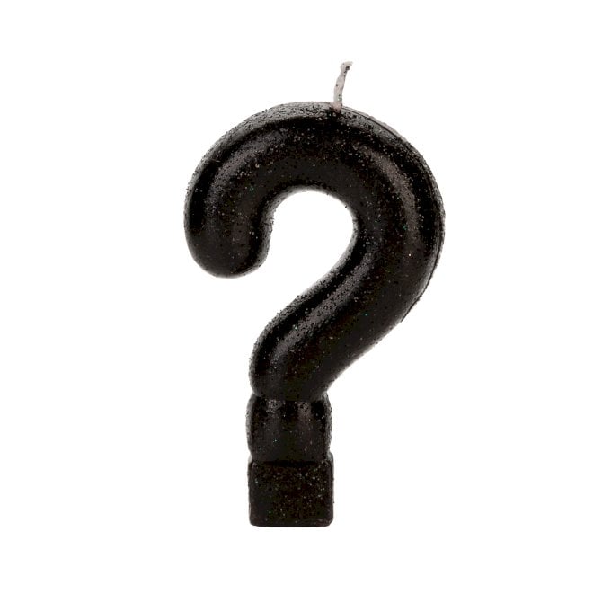 VELA PRETO GLITTER NUMERO INTERROGACAO