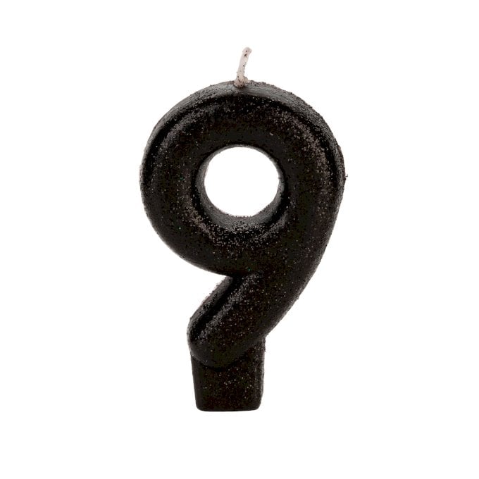 VELA PRATEADA GLITTER NUMERO 9