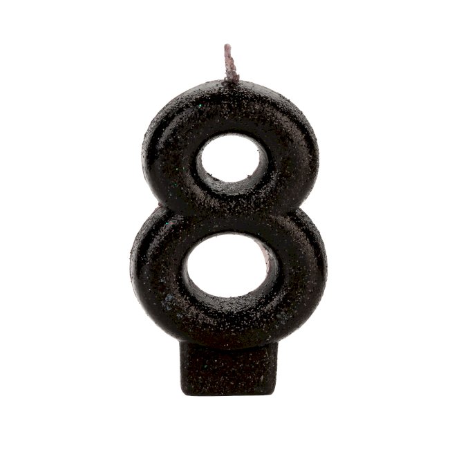 VELA PRATEADA GLITTER NUMERO 8