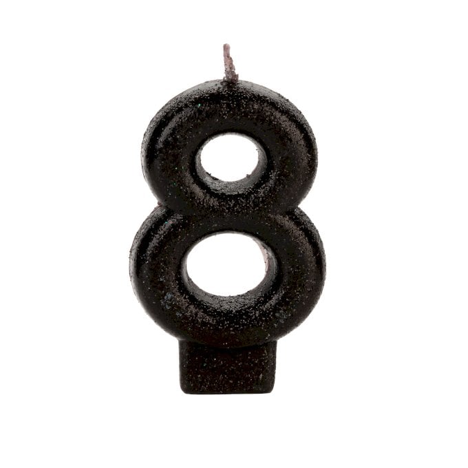 VELA PRATEADA GLITTER NUMERO 8