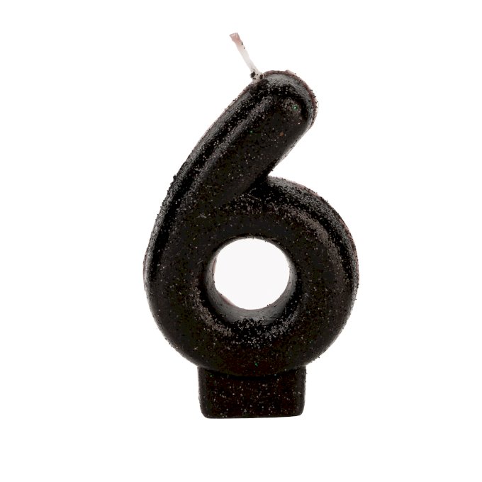 VELA PRATEADA GLITTER NUMERO 6