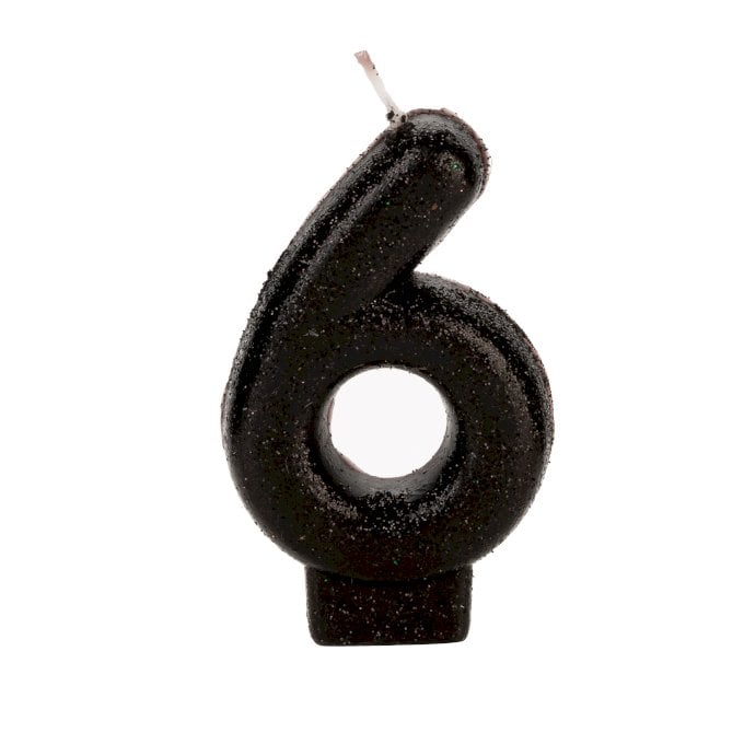 VELA PRATEADA GLITTER NUMERO 6