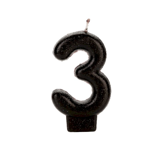 VELA PRATEADA GLITTER NUMERO 3